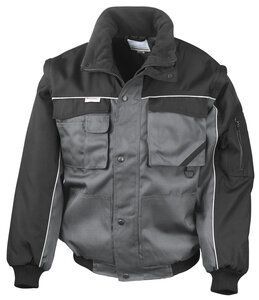 Result Work-Guard RE71A - Blouson de pilote résistant à manches zippées Work-guard™ Grey/ Black