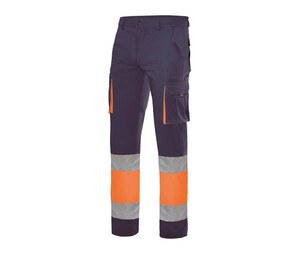 VELILLA V13002 - PANTALON STRETCH MULTIPOCHES Navy/Fluo Orange