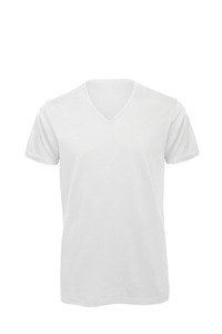 B&C CGTM044 - T-shirt BIO Inspire col V Homme White