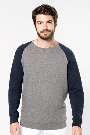 Kariban K491 - Sweat-shirt BIO bicolore col rond manches raglan homme