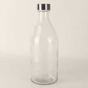 EgotierPro 39523 - Bouteille en verre avec capuchon inox 1L MINERAL